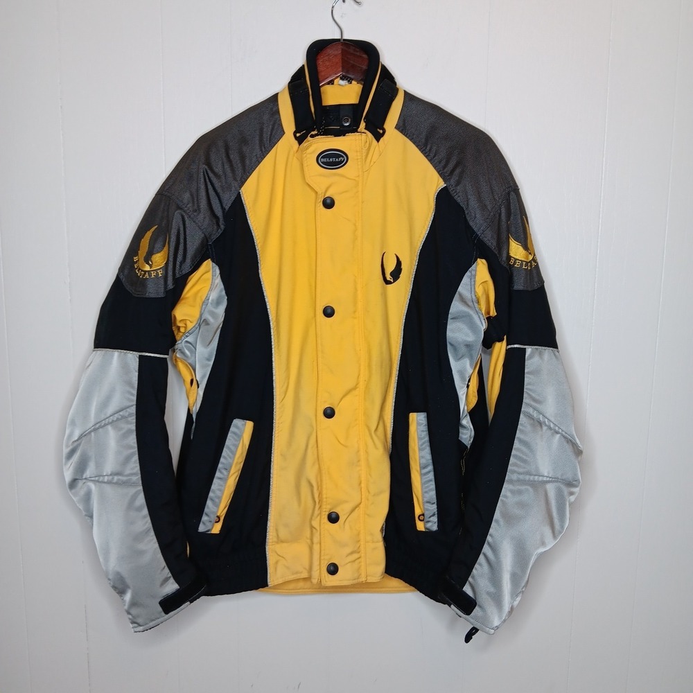 Belstaff Motorcycle Jacket Mens Size 2XL Yellow Black Hytrel Biker Street Gear